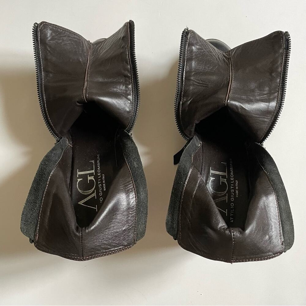 AGL Black Leather Double Zipper Ankle Bootie - Picture 5 of 9